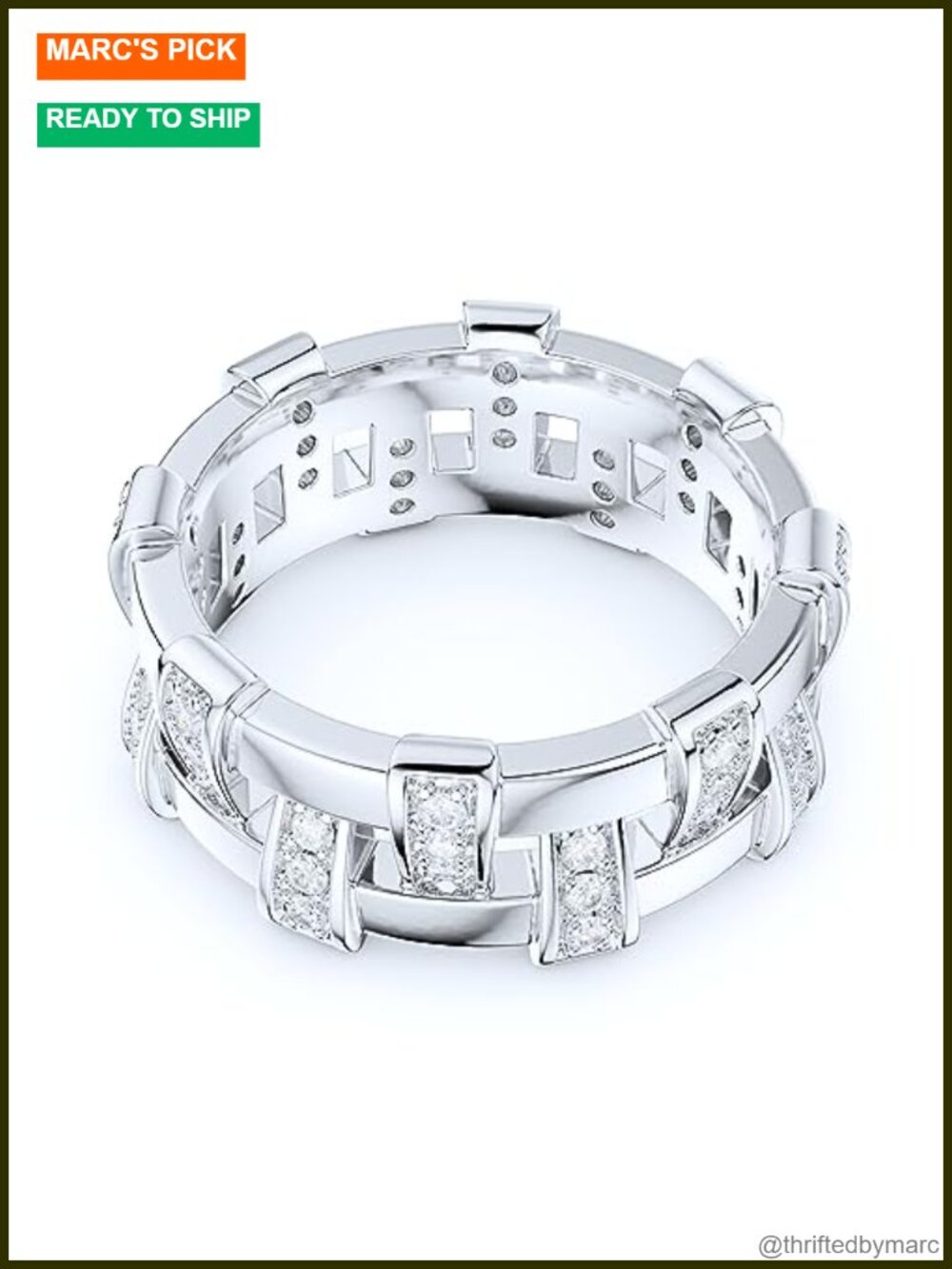 Sterling Silver Moissanite Eternity Ring Wedding Band - Picture 2 of 5